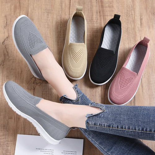 Damen nan ultraleichter gestrickter Slip-On-Loafer mit nahtlosem Sockenschaft, elastischem Einstieg und stoßdämpfender EVA-Laufsohle Drune