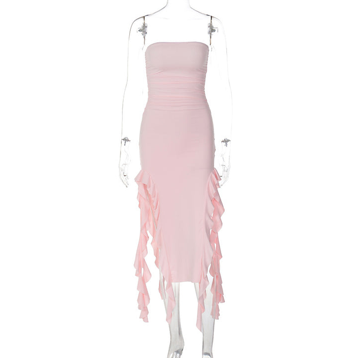 Damen Wickelkleid mit Rüschen und figurformendem Schnitt Drune