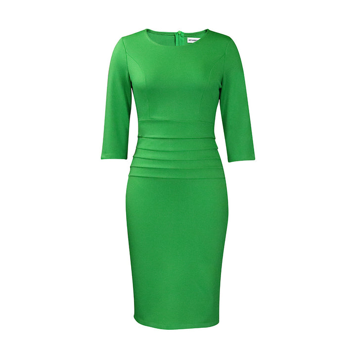 Damen Elegantes und figurbetontes Midi-Kleid mit 3/4-Ärmeln Drune