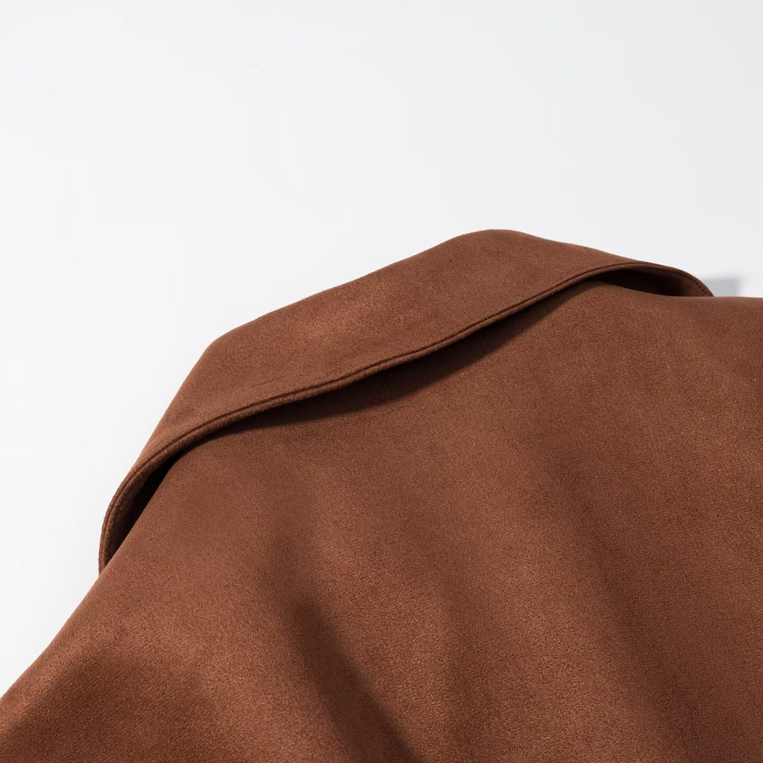 Damen Modische Wildlederjacke mit Gürtel und tailliertem Schnitt Drune