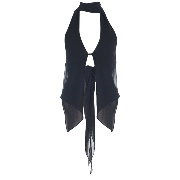 Damen schickes transparentes Oberteil mit verstellbarem Halter Drune