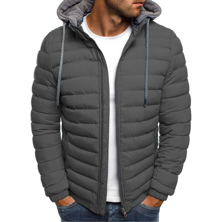 Herren leichte Steppjacke mit Kapuze und seitlichen Reißverschlusstaschen Drune