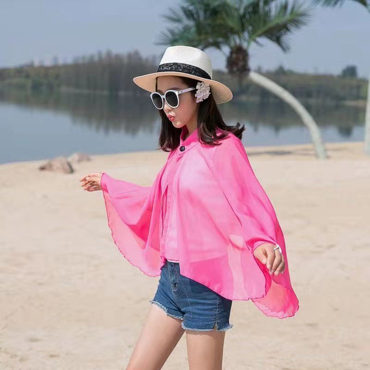 Damen Luftiger Chiffon-Kimono mit weit ausgestellten Ärmeln Drune