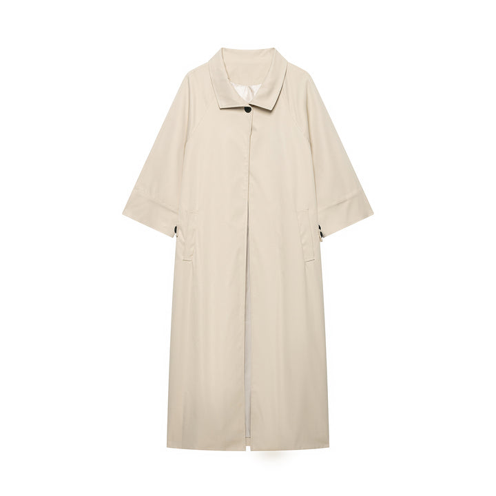 Damen 10+ leichter Oversize Cape‑Mantel mit Dreiviertelärmeln und verdeckter Knopfleiste Drune