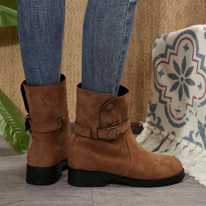 Damen modische Stiefel mit stylishen Schnallen und trendigem Design Drune