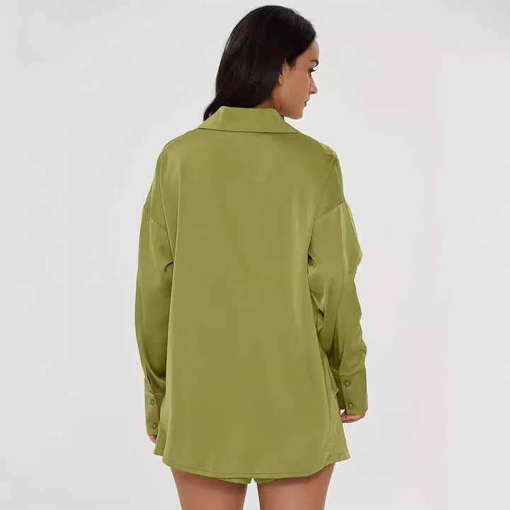 Damen Elegantes Kurzensemble mit Taillenknoten Drune