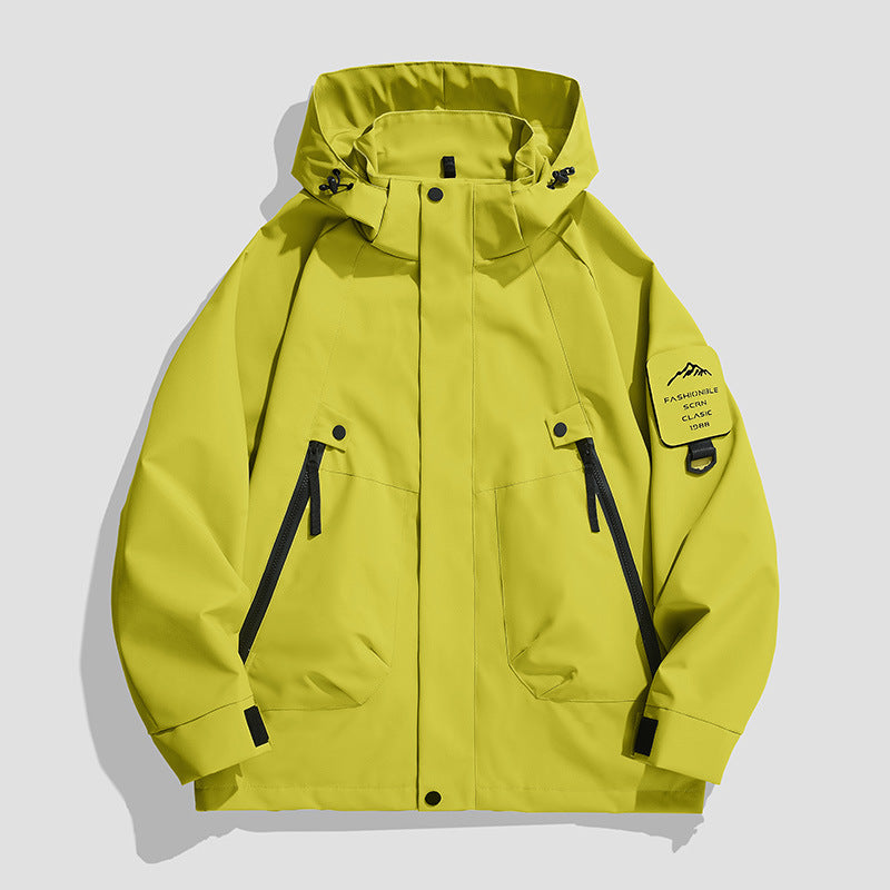 Herren Wasserdichte Utility-Softshelljacke mit Kapuze, schräge Reißverschlusstaschen & verstellbaren Ärmelriegeln Drune
