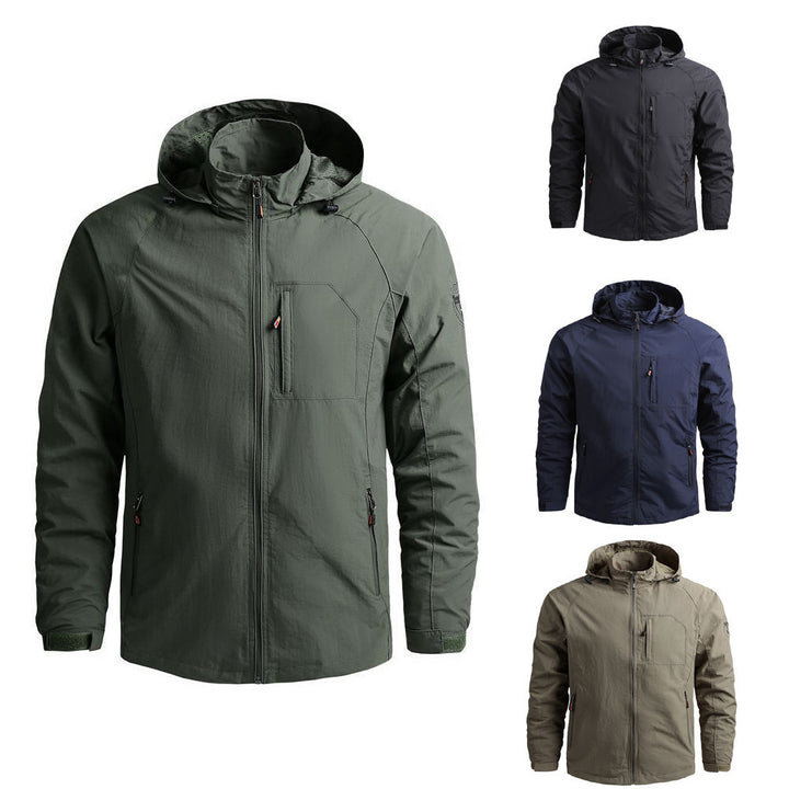 Herren Leichte wind- und wasserabweisende Fieldjacke mit Kapuze und funktionaler Brusttasche Drune