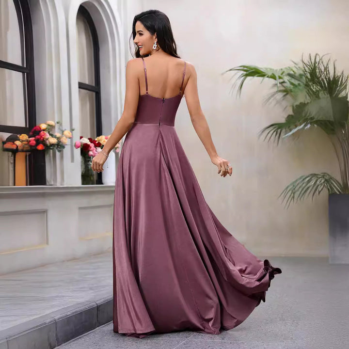 Damen Elegantes Maxikleid mit gerafftem Oberteil und schwingendem Saum Drune