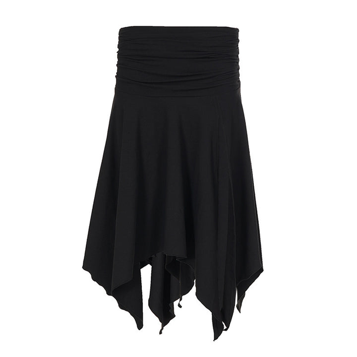Damen asymmetrischer Wickelrock mit Raffung Drune