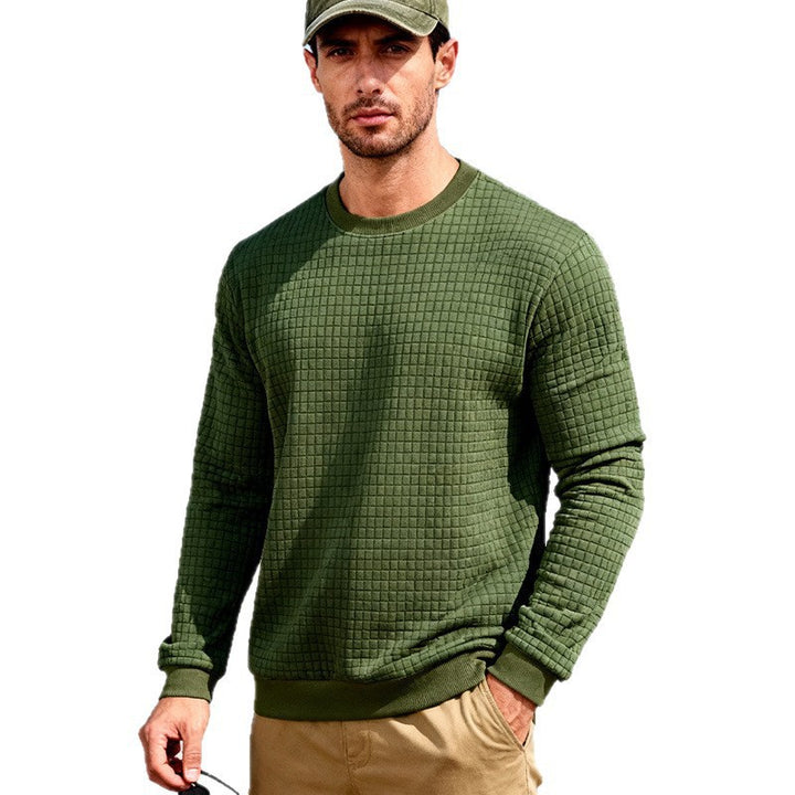 Herren nan strukturiertes Quadrat-Stepppullover mit Rundhals und elastischen Bündchen Drune