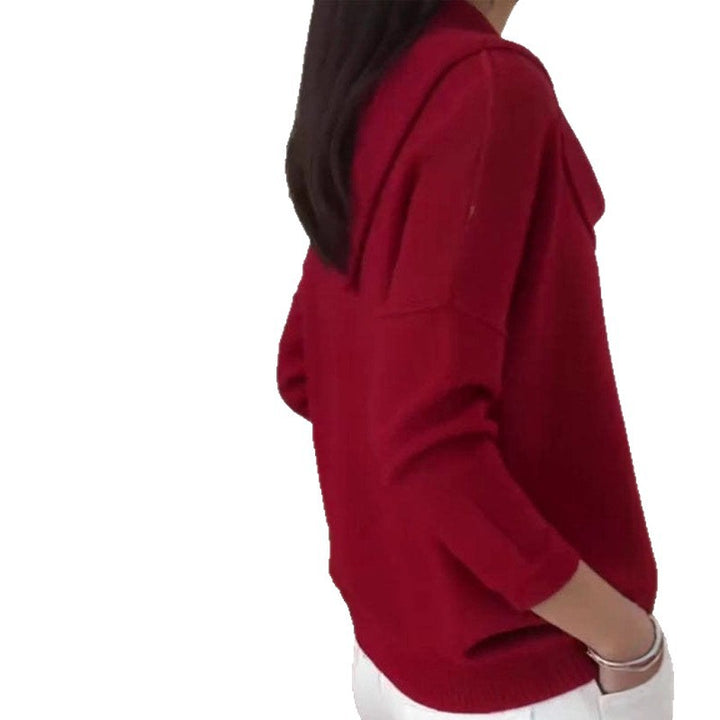 Damen Stylischer Bootcut Pullover mit Wasserfall-Ausschnitt Drune
