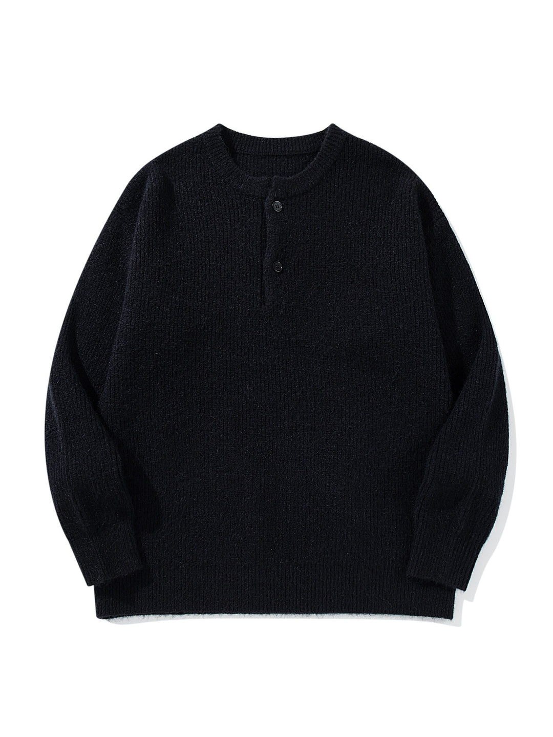 Herren Grobstrick-Henley-Pullover mit halber Knopfleiste und Rippbündchen Drune
