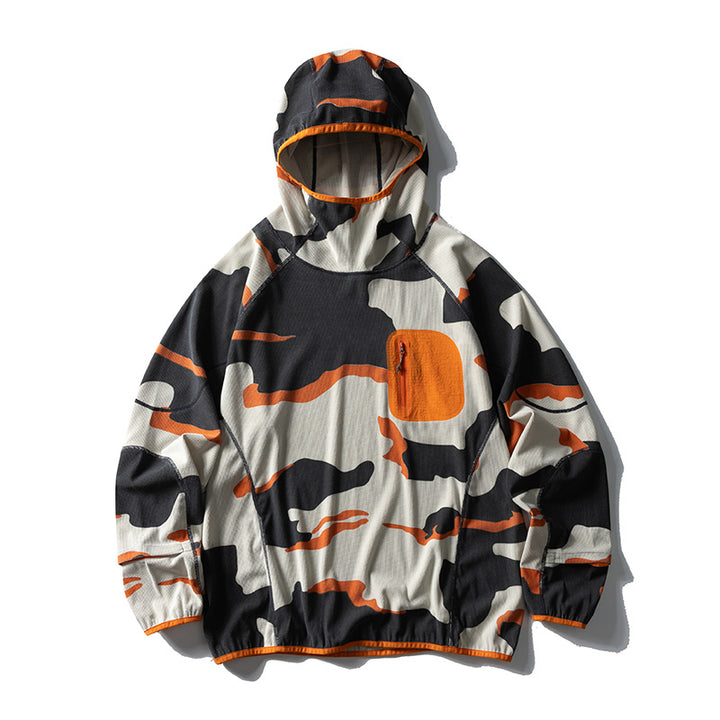 Unisex Leichte technische Kapuzen-Pullover-Windjacke mit Brust-Reißverschlusstasche und elastischem Saum Drune