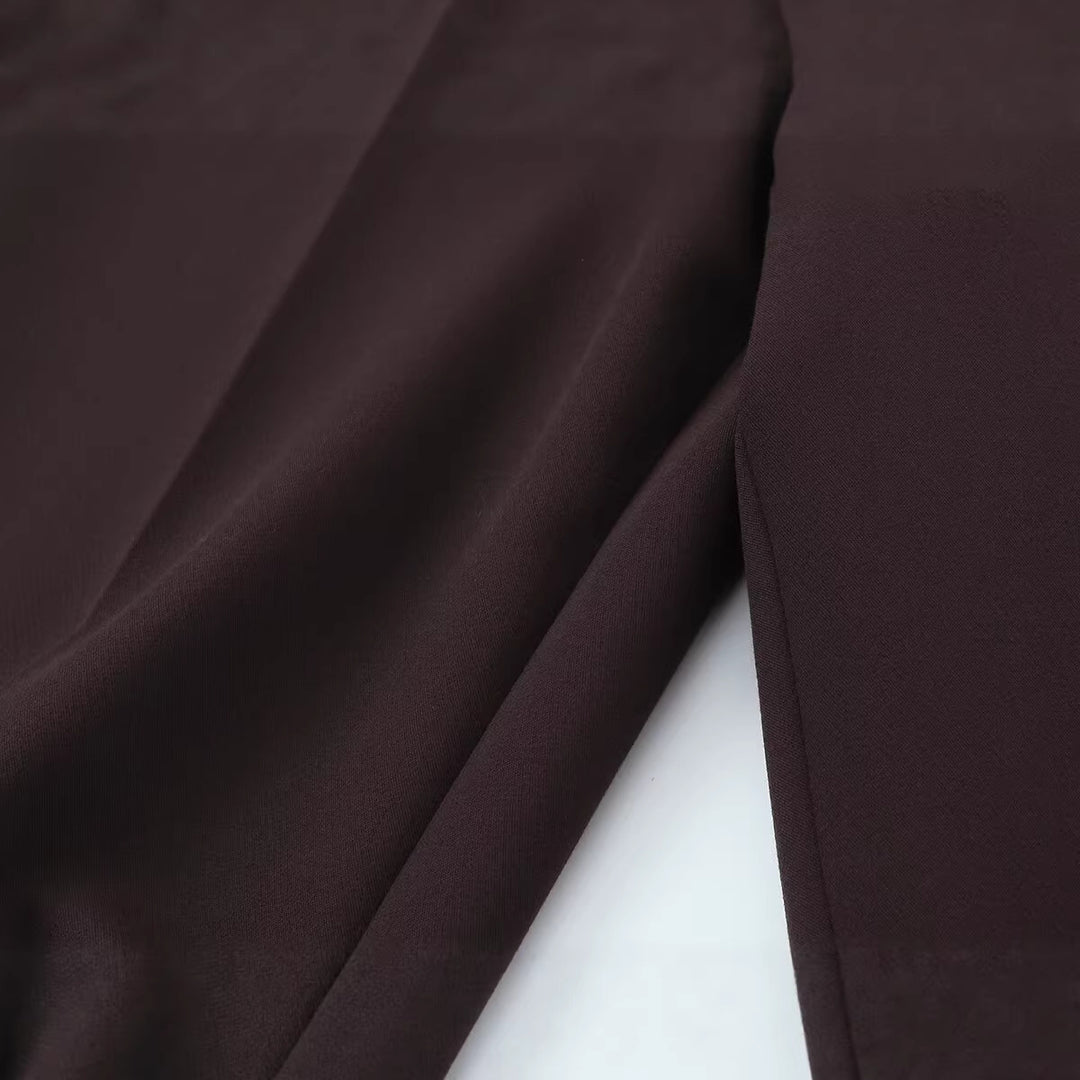 Damen Weite High‑Waist‑Hose mit Bundfalte und seitlichen Beinschlitzen Drune