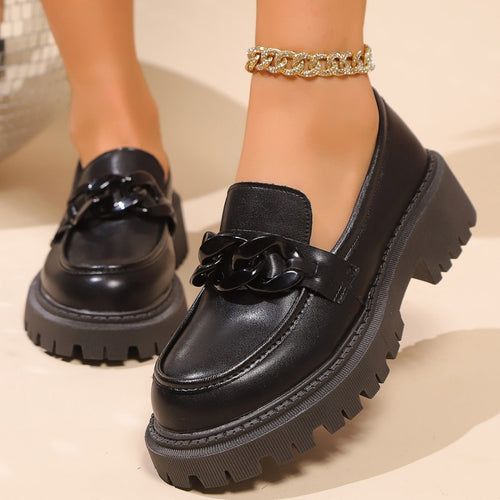 Damen Klobige Plateau‑Loafer mit grober Profilsohle und gepolstertem Schaft Drune