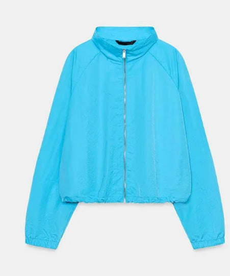 Damen Kurze atmungsaktive Blouson‑Windjacke mit Stehkragen und elastischem Bund Drune