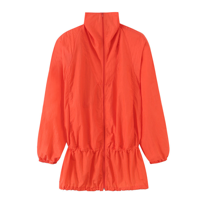 Damen Leichte Übergangsjacke mit Stehkragen, Tunnelzugtaillierung und elastischen Bündchen Drune
