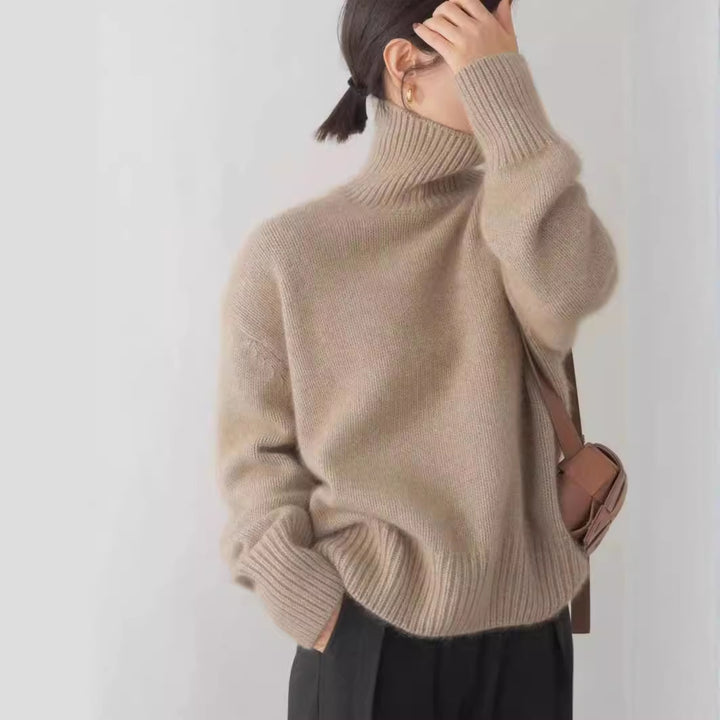 Damen Kaschmir Rollkragenpullover mit weitem Schnitt und eleganter Textur Drune