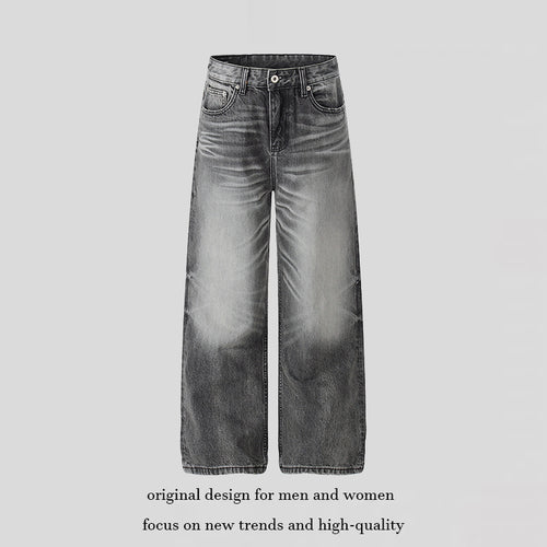 Damen Hochtaillierte Wide‑Leg Denimhose mit Used-Fade-Effekt Drune