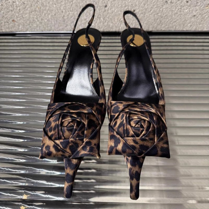 Damen spitze Slingback-Stilettos mit Satin-Rosenapplikation Drune