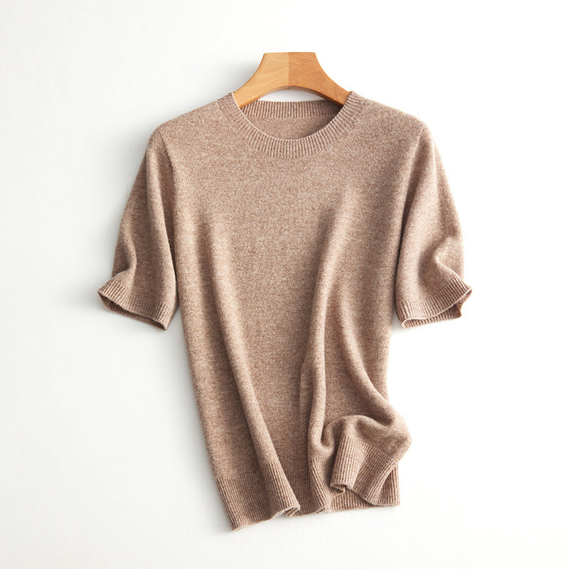 Damen Kurzarm Cashmere-Mix Pullover Drune