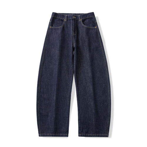 Damen Weite hochgeschnittene Cropped-Jeans aus Raw-Denim mit klassischem Taschen-Design Drune