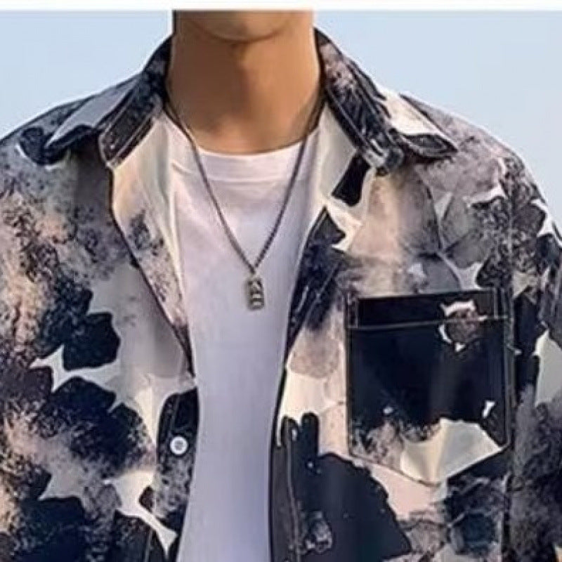 Herren lässiges Kurzarm-Set mit kreativem Muster Drune