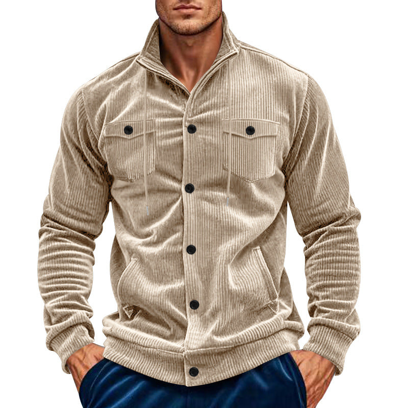 Herren nan Cord-Überhemdjacke mit Kentkragen, Druckknopfverschluss und aufgesetzten Brusttaschen Drune