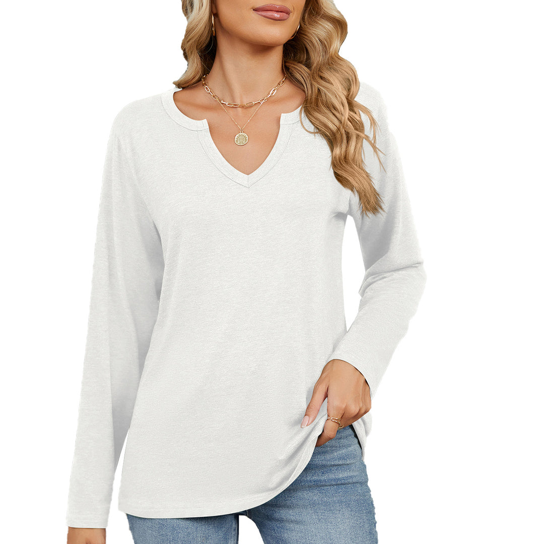Damen Langarmshirt mit modischem V-Ausschnitt und lässiger Passform Drune