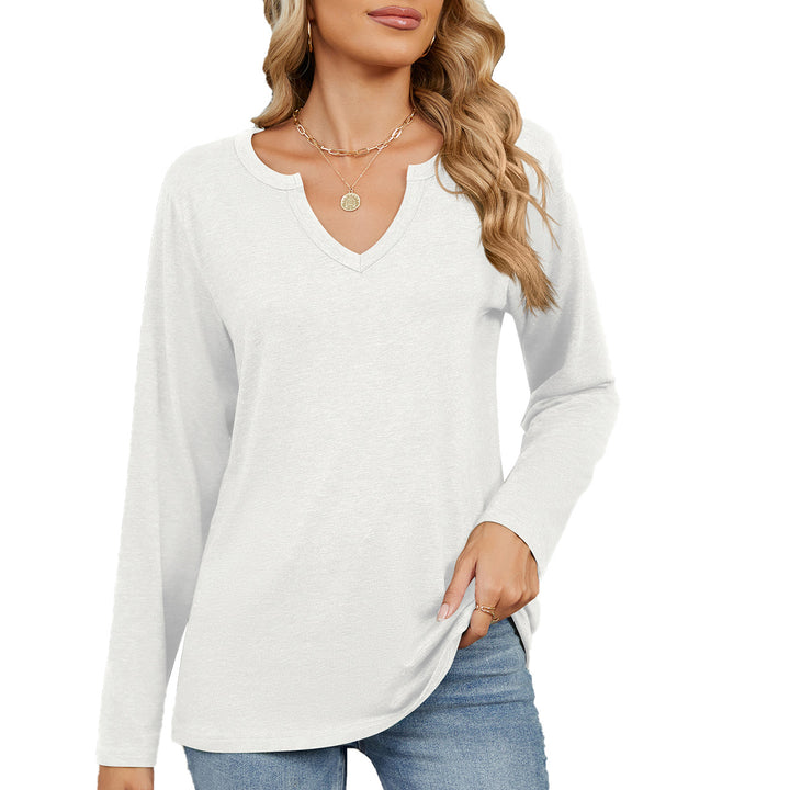 Damen Langarmshirt mit modischem V-Ausschnitt und lässiger Passform Drune