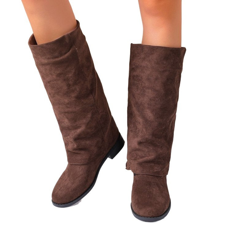 Damen Weiche Winterstiefel aus Veloursleder Drune