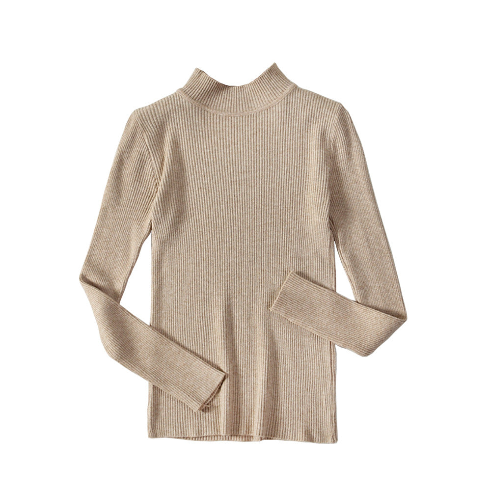 Damen Enganliegender Rippstrickpullover mit Stehkragen Drune