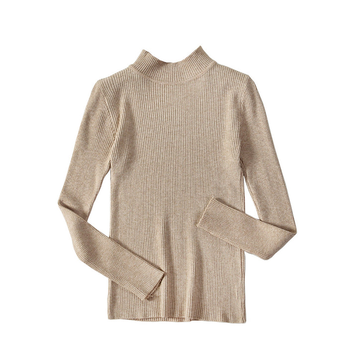 Damen Enganliegender Rippstrickpullover mit Stehkragen Drune