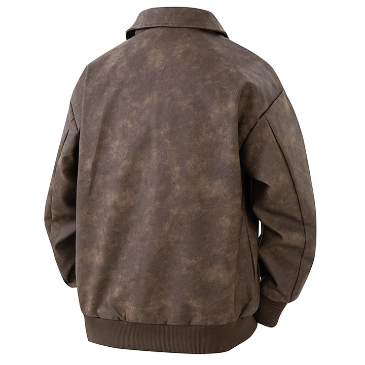 Herren Boxy Oversize-Überhemdjacke in Veloursleder-Optik mit Hemdkragen & Zwei-Wege-Reißverschluss Drune
