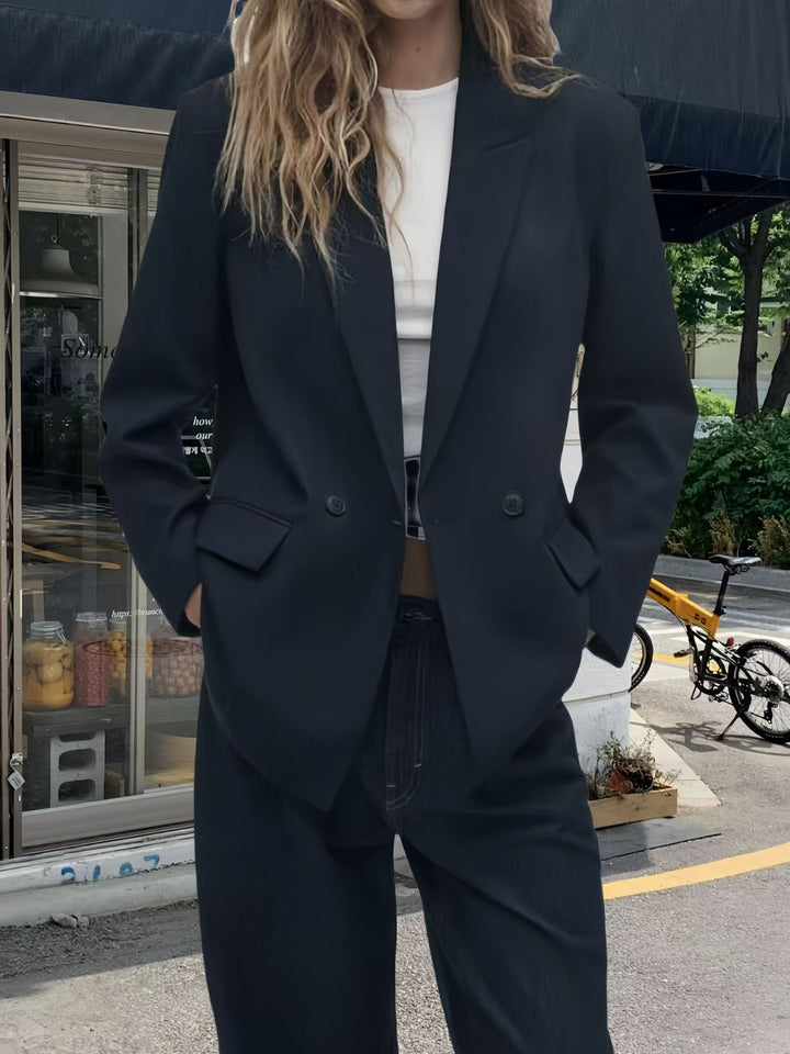 Damen Elegante und moderne Double-Breasted Blazerjacke Drune
