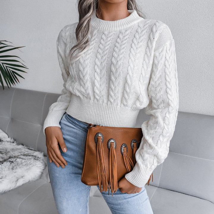 Damen Strickpullover mit strukturierter Zopfdesign und taillierter Silhouette Drune
