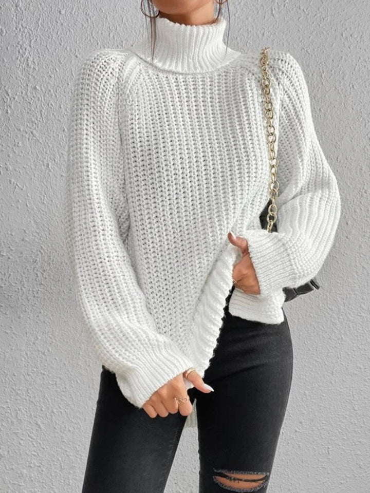 Damen Grobstrickpullover mit hohem Kragen und strukturiertem Muster Drune