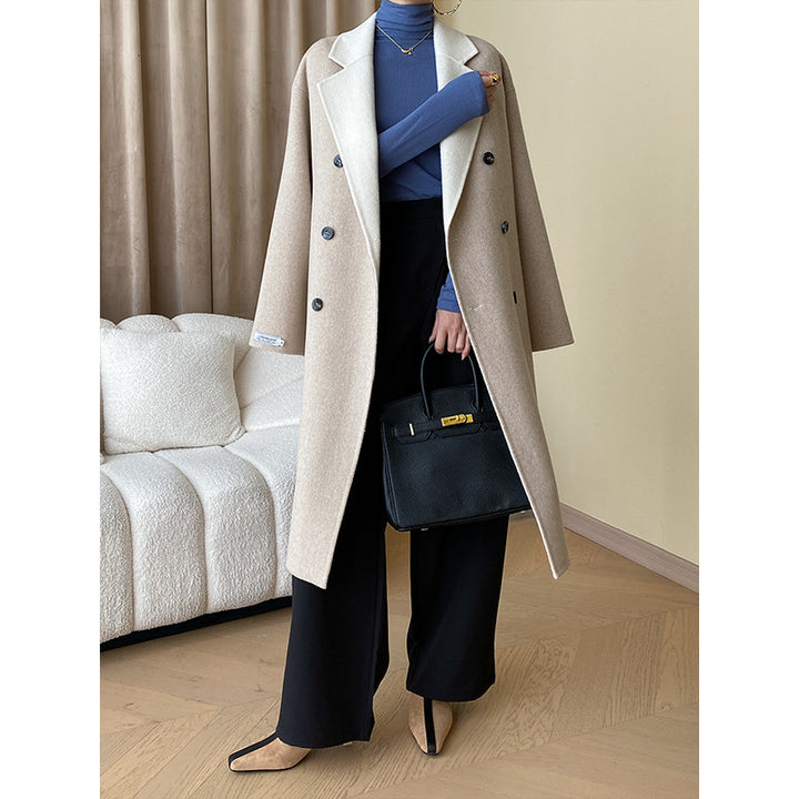 Damen eleganter Trenchcoat mit doppelter Knopfdetail und modernem Gürtel Drune
