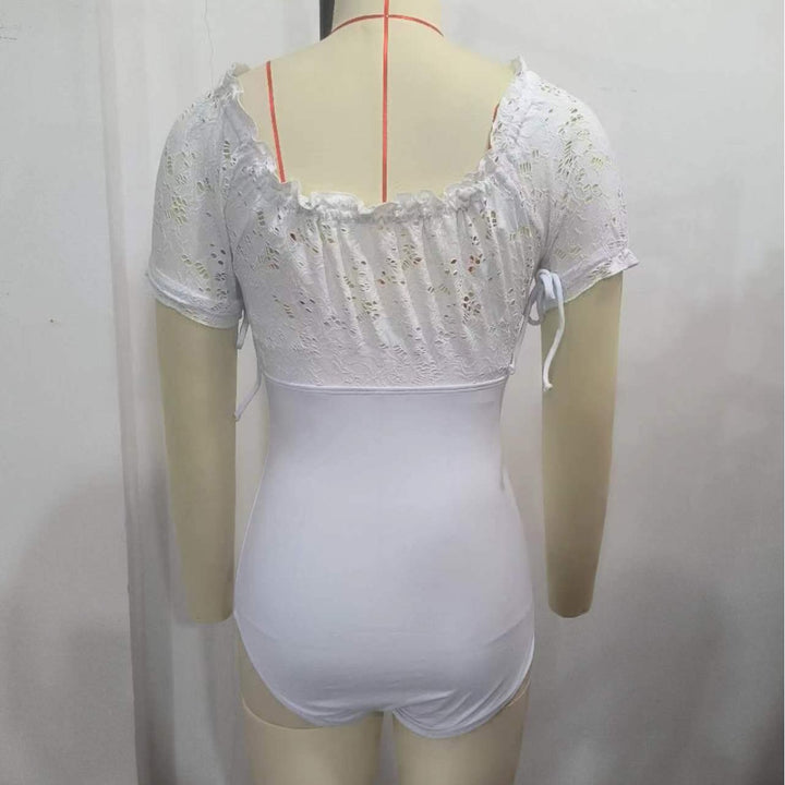 Damen Einteiler-Badeanzug mit romantischen Spitzen-Details Drune