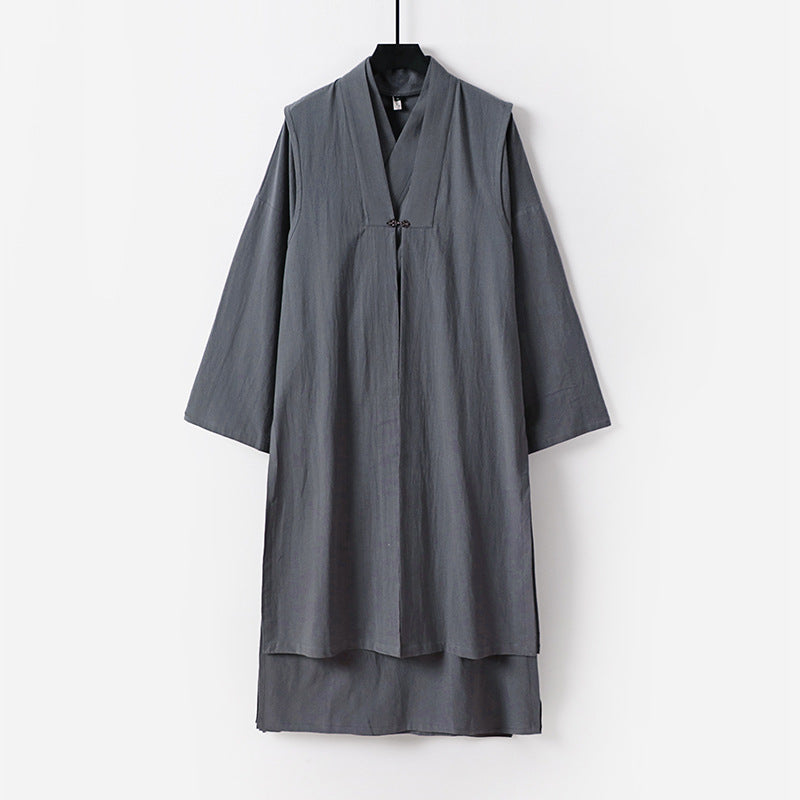 Unisex Langer Oversize-Kimono‑Mantel mit dezentem Knebelverschluss und weiter Silhouette Drune