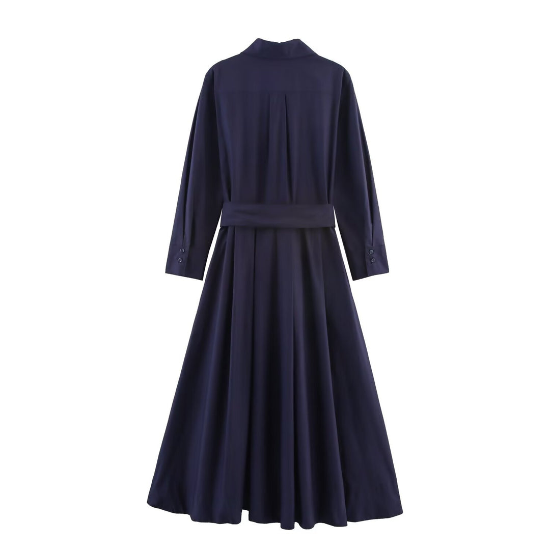 Damen 100+ Hemdblusenkleid mit Bindegürtel und A‑Linien‑Rock Drune