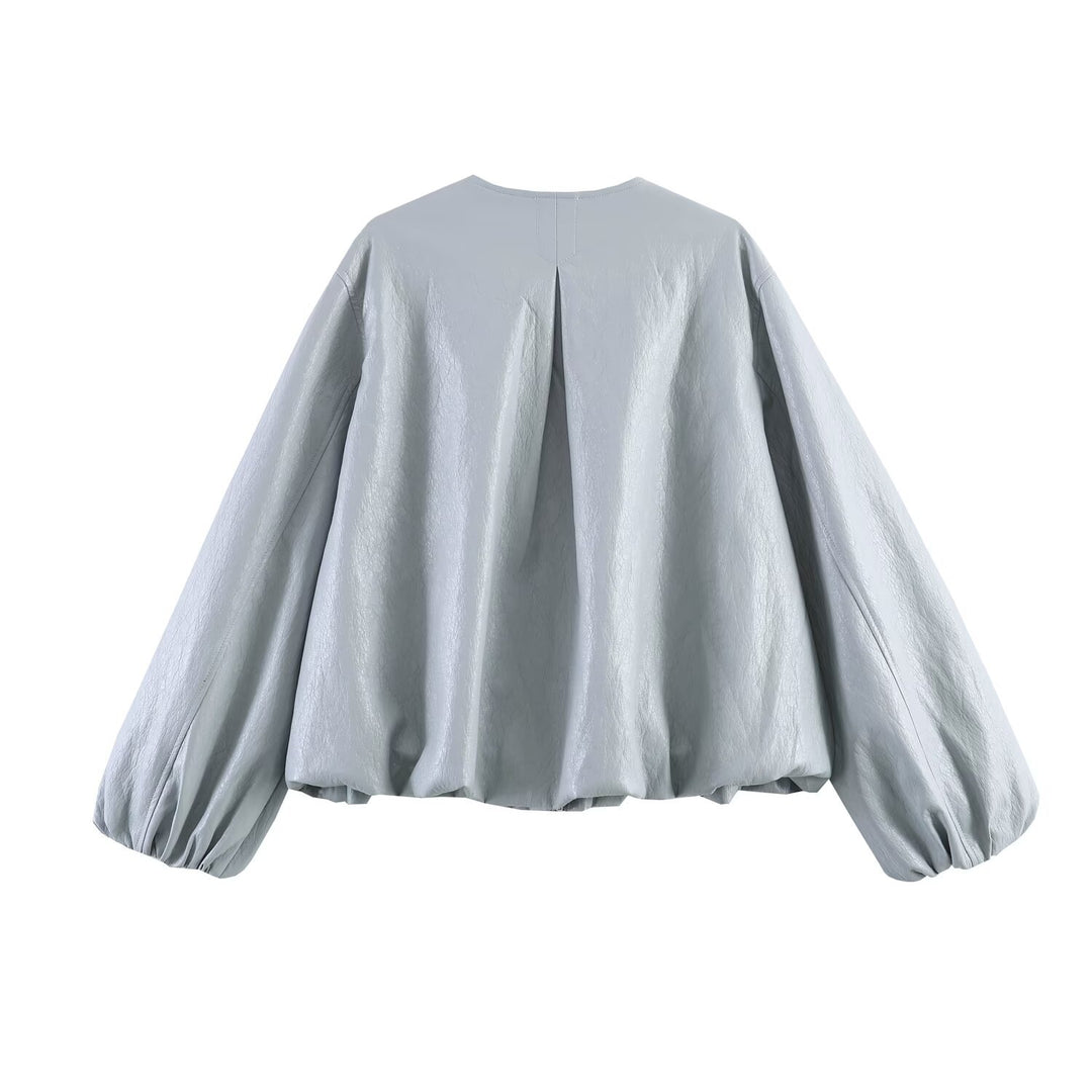 Damen Oversize-Jacke mit Ballonärmeln, Reißverschluss und geraffter Passe Drune