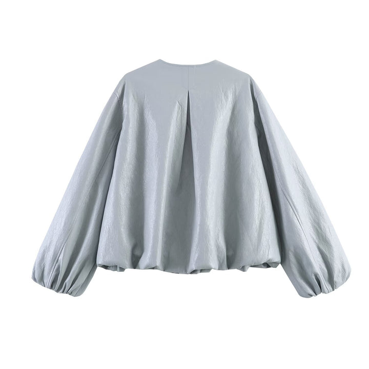 Damen Oversize-Jacke mit Ballonärmeln, Reißverschluss und geraffter Passe Drune