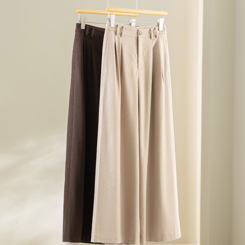 Damen Weite Bundfalten-Hochbundhose aus Wollmischung Drune