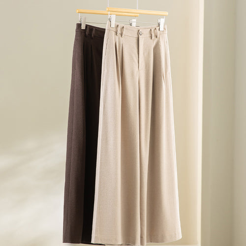 Damen Weite Bundfalten-Hochbundhose aus Wollmischung Drune