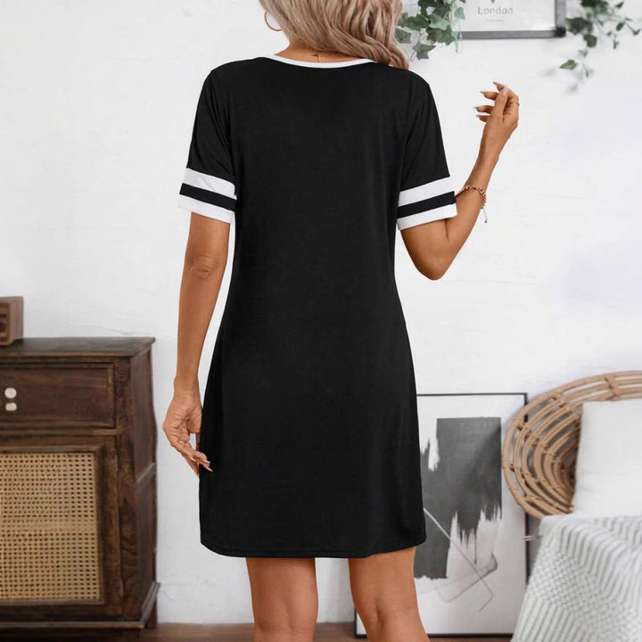 Damen nan Tunika-Minikleid mit Ring-Reißverschluss und sportiven Ärmelstreifen Drune