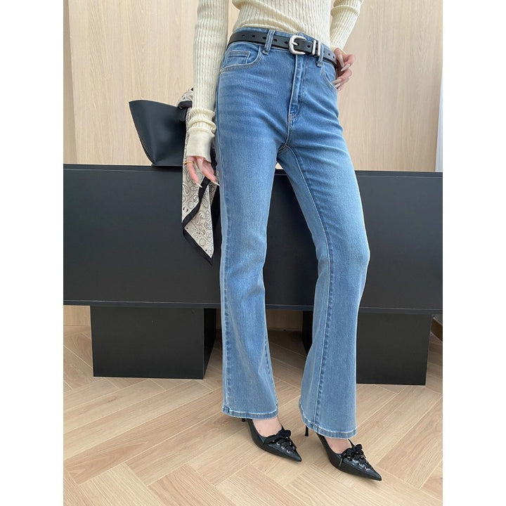 Damen Figurbetonte Jeans mit hohem Bund und leicht ausgestelltem Bein Drune