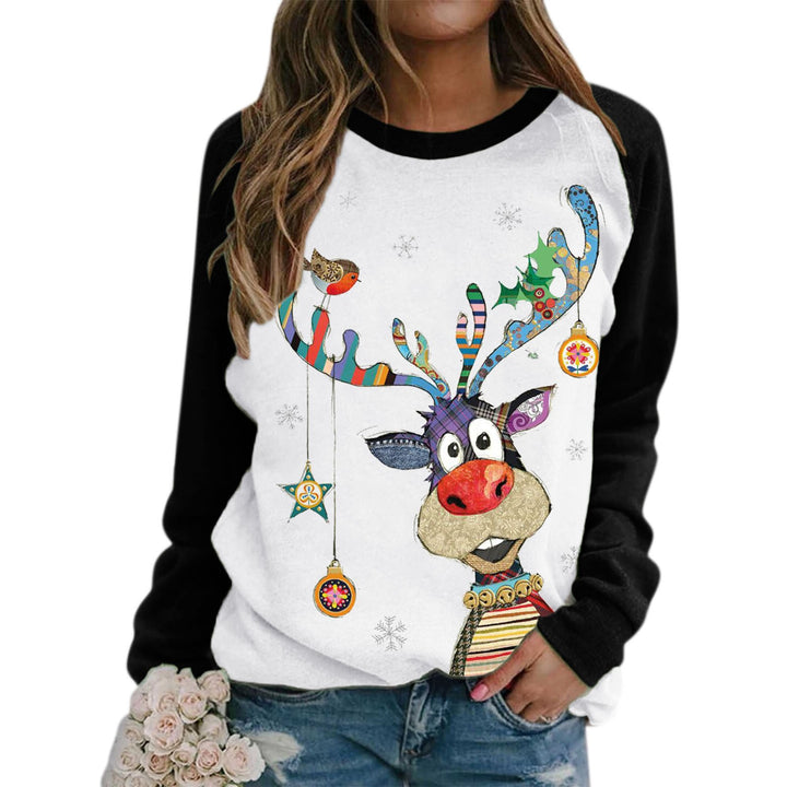 Damen Sweatshirt mit festlichem Rentier-Motiv Drune