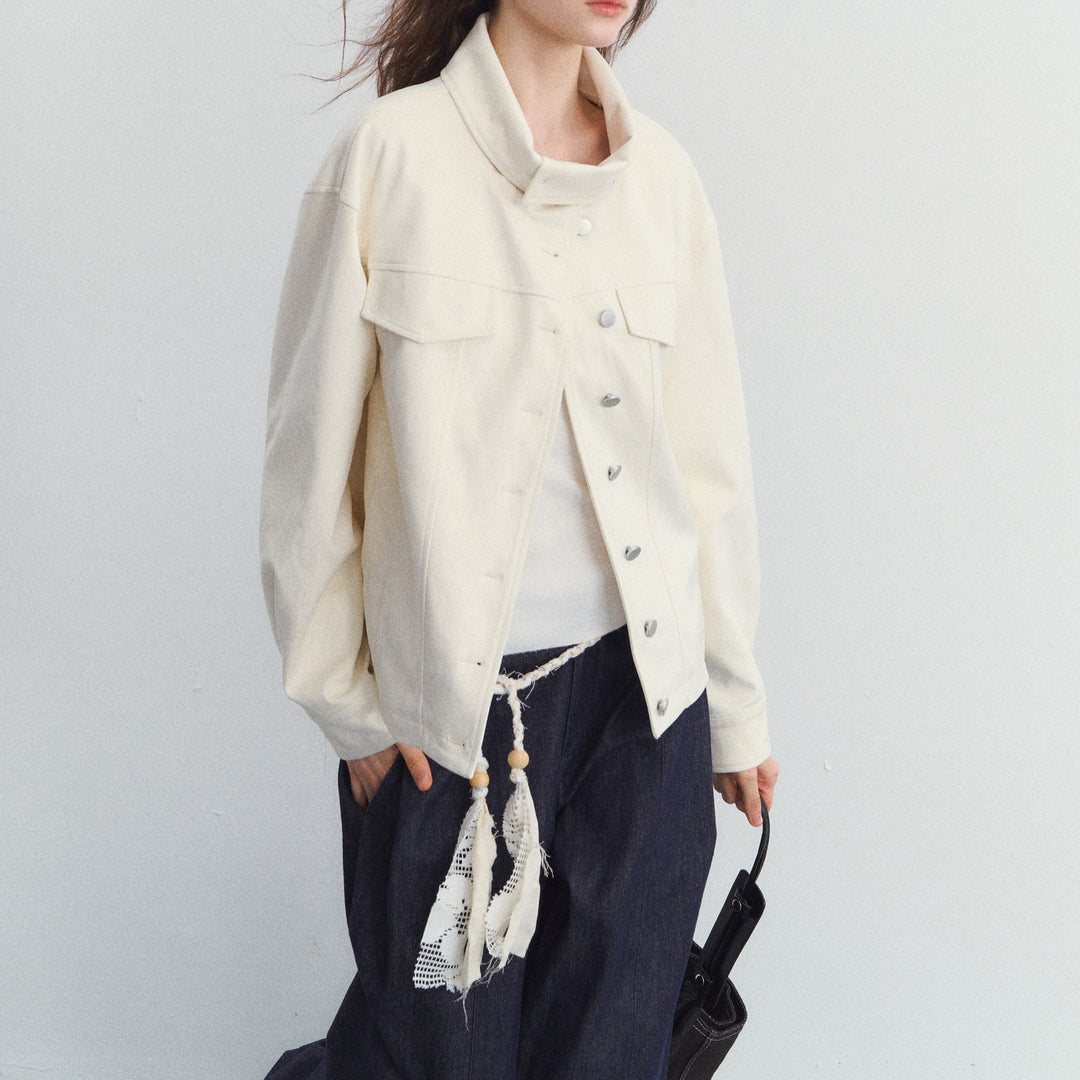 Damen Modische Übergangsjacke mit hochgeschlossenem Kragen Drune